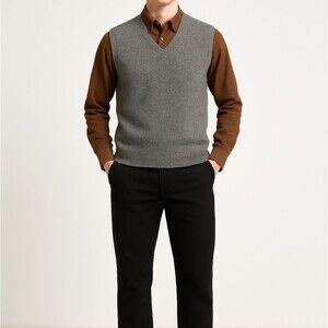 Bernhard Altmann 100% Cashmere Grey Sweater Vest L (Est) Quiet Luxury